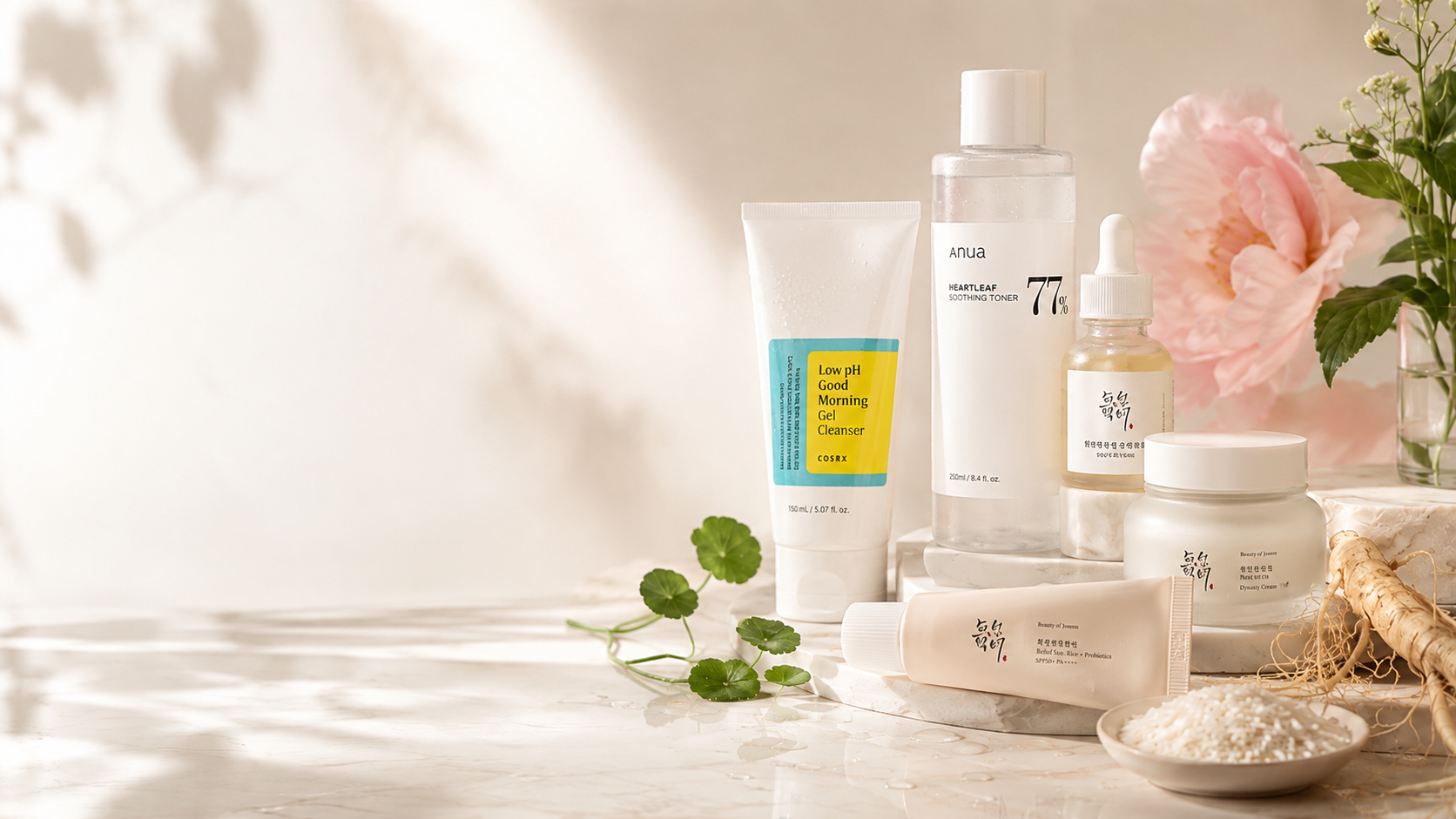 K-KARE Korean skincare routine products hero background