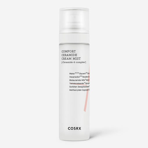 COSRX Comfort Ceramide Cream Mist 120ml — увлажняющий спрей с керамидами, создающий защитный барьер для мягкости и комфорта кожи. Обеспечивает длительное увлажнение и восстанавливает естественный баланс, делая кожу гладкой и сияющей.