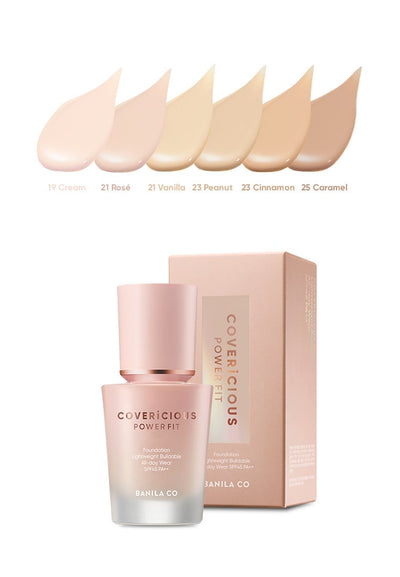 BANILA CO COVERICIOUS POWER FIT FOUNDATION 30ml with peptide for anti-wrinkle and firmness