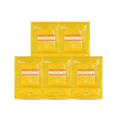BANILA CO Miss Flower & Mr. Honey Propolis Rejuvenating 2 Step Mask 25ml+2mlX5ea with honey for nourishment and hydration
