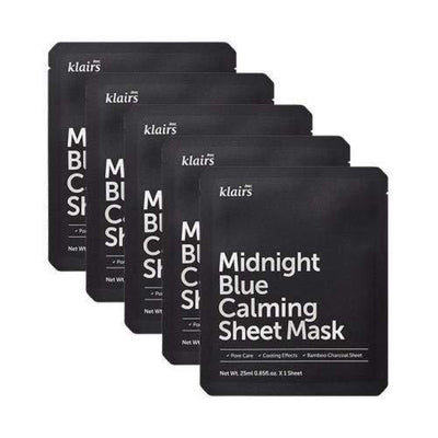 KLAIRS Midnight Blue Calming Sheet Mask 25mL x 5ea - deep cleansing