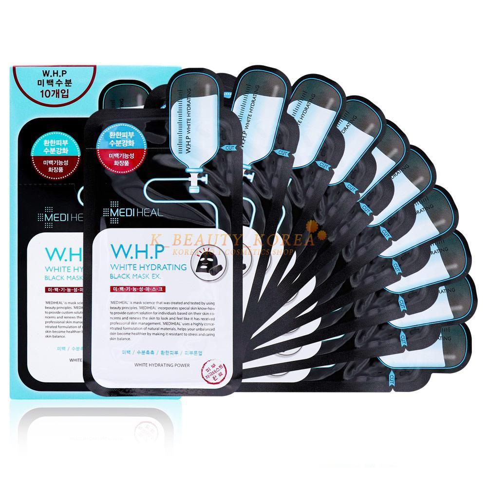 MEDIHEAL WHP Mascarilla hidratante negra blanca EX de 25 ml x 10 unidades