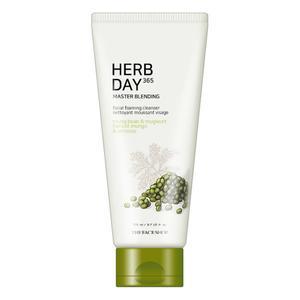 THE FACE SHOP Herb Day 365 Master Blending Facial Foaming Cleanser 170ml #Mungbean & Mugwort with mugwort for soothing for sensitive skin