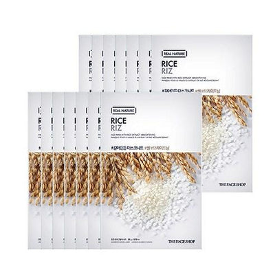 THE FACE SHOP REAL NATURE Face Mask #Rice (20g X 10ea) with rice for brightness and smoothness