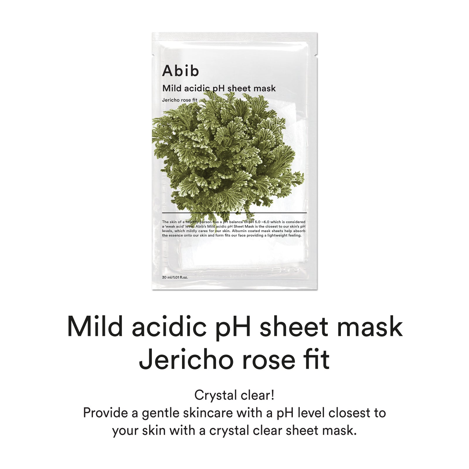Abib Mascarilla tipo lámina con pH ácido suave, rosa de Jericó, 30 ml
