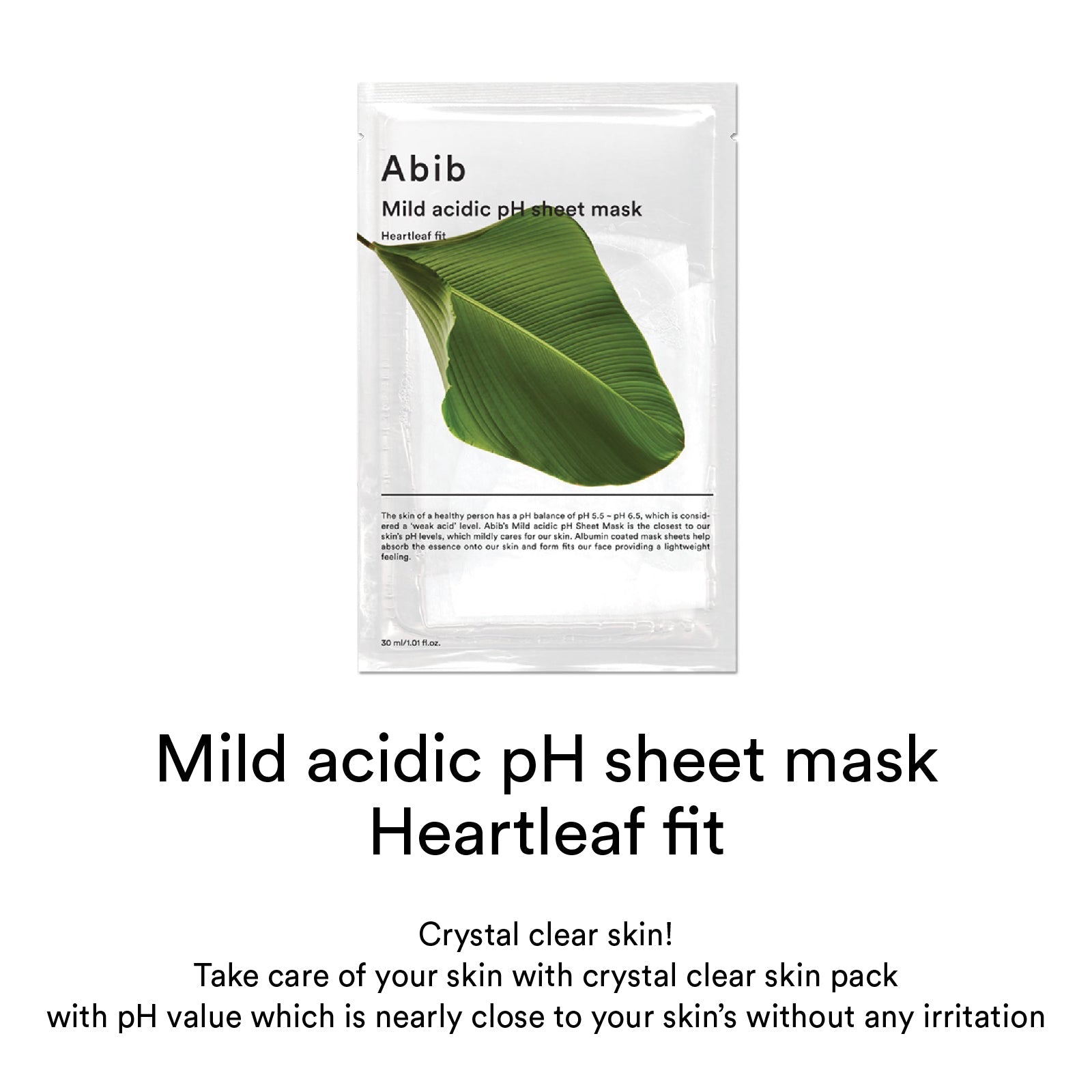 Mascarilla tipo lámina con pH ácido suave Abib Heartleaf fit 30 ml