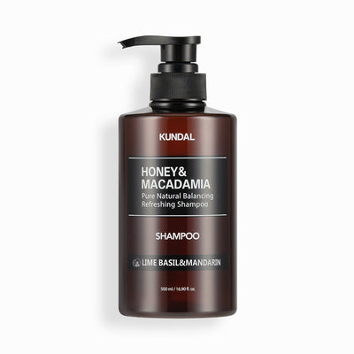 KUNDAL HONEY&MACADAMIA Pure Natural Balancing Refreshing Shampoo 500ml #LIME BASIL&MANDARIN with honey for nourishment and hydration