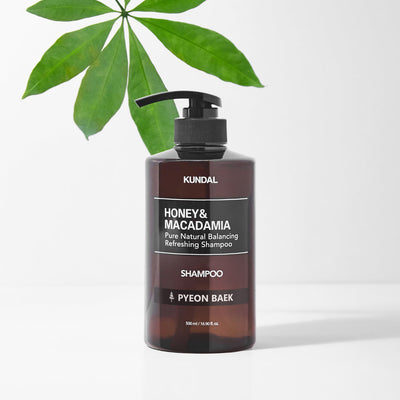 KUNDAL HONEY&MACADAMIA Pure Natural Balancing Refreshing Shampoo 500ml #PYEON BAEK with honey for nourishment and hydration