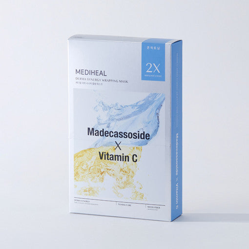 Mascarilla envolvente Derma Synergy de MEDIHEAL, 10 unidades, con madecassoside y vitamina C