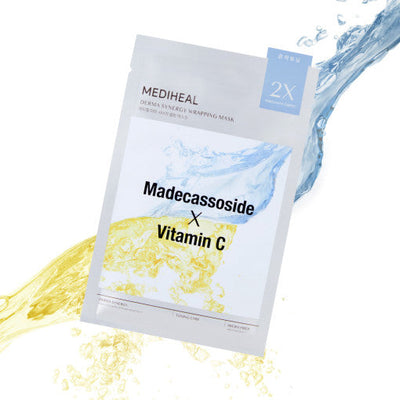 MEDIHEAL Derma Synergy Wrapping Mask Sheet 10P #Madecassoside X Vitamin C with cica for soothing and repair