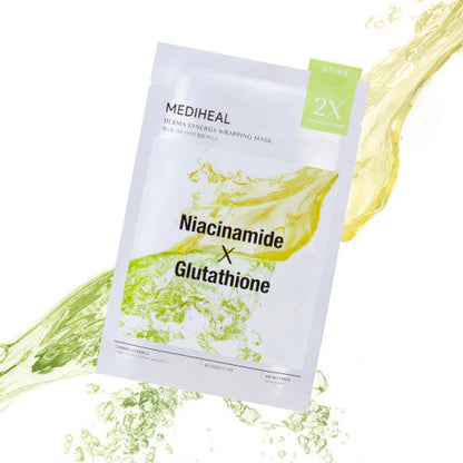 Mascarilla envolvente Derma Synergy de MEDIHEAL, 10 unidades, niacinamida y glutatión