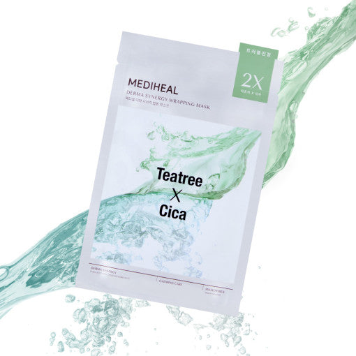 Mascarilla envolvente Derma Synergy de MEDIHEAL, 10 unidades, con árbol de té y cica
