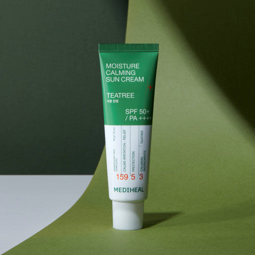 Crema solar calmante hidratante MEDIHEAL con aceite de árbol de té, 50 ml (FPS 50+, PA++++)