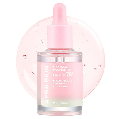 APRILSKIN Pink Aloe Mucin Serum 30ml with niacinamide for bright skin and minimized pores