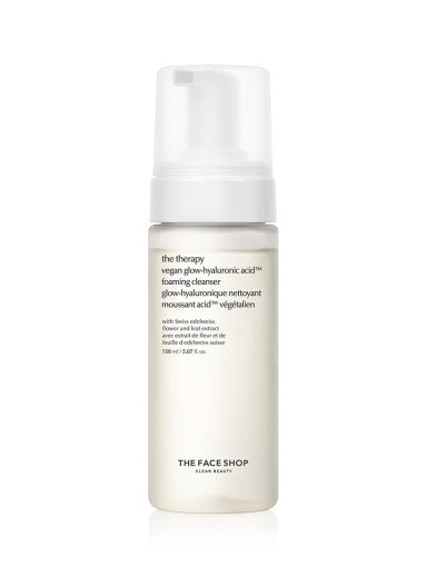 The Face Shop The Therapy Vegan Glow Hyaluronic Acid Foaming Cleanser 150ml with hyaluronic for deep hydration