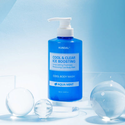 KUNDAL Cool & Clear Ice Boosting Cool Body Wash 500ml #Aqua Mint - application method