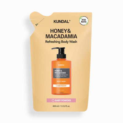 KUNDAL HONEY & MACADAMIA Refreshing Body Wash (Refill) 400ml #BABY POWDER with aloe for hydration and soothing