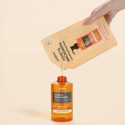 KUNDAL HONEY & MACADAMIA Refreshing Body Wash (Refill) 400ml #CHERRY BLOSSOM with honey for nourishment and hydration