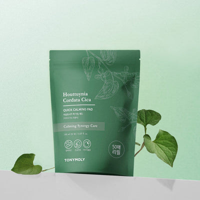 TONYMOLY Houttuynia Cordata Cica Quick Calming Pad (Refill Pack) 150ml (50ea) with centella for soothing and repair