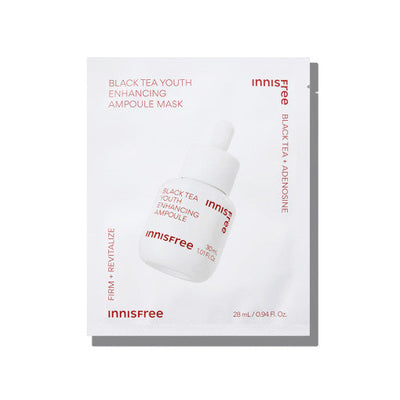 innisfree Black Tea Youth Enhancing Ampoule Mask 28ml X 6ea - intensive treatment