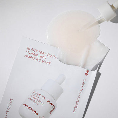 innisfree Black Tea Youth Enhancing Ampoule Mask 28ml X 6ea - intensive treatment