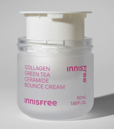 innisfree Collagen Green Tea Ceramide Bounce Cream 50ml (Refill) with peptide for anti-wrinkle and firmness