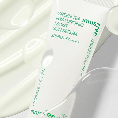 innisfree Green Tea Hyaluronic Moist Sun Serum 50ml SPF50+ PA++++ with hyaluronic for deep hydration