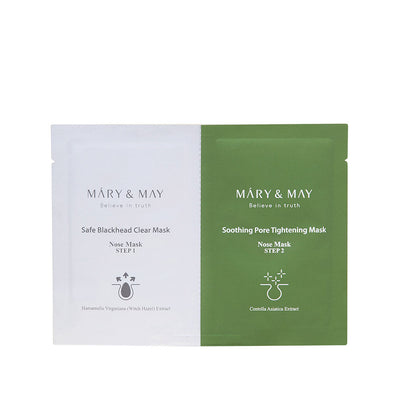 [MARY & MAY] Daily Safe Black Head Clear Nose Mask [Step1 3.5g+Step2 3.5g] X 10pcs with centella for soothing and repair