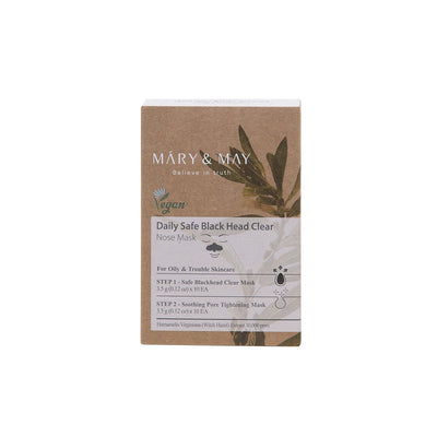 [MARY & MAY] Daily Safe Black Head Clear Nose Mask [Step1 3.5g+Step2 3.5g] X 10pcs with centella for soothing and repair