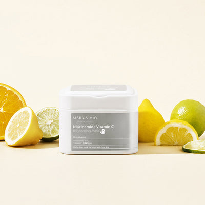 [MARY & MAY] Niacinamide Vitamin C Brightening Mask 400g (30ea) with niacinamide for bright skin and minimized pores