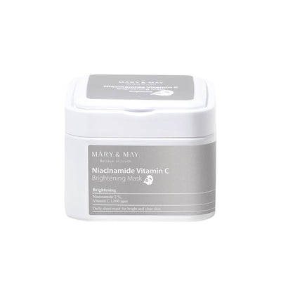 [MARY & MAY] Niacinamide Vitamin C Brightening Mask 400g (30ea) with hyaluronic for deep hydration
