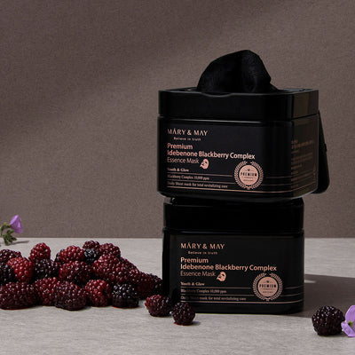 [MARY & MAY] Premium Idebenone Blackberry Complex Essence Mask 250g (20ea) - intensive hydration