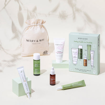 [MARY & MAY] Soothing Trouble Care Travel Kit (5pcs) with fermented for improved absorption and brightness