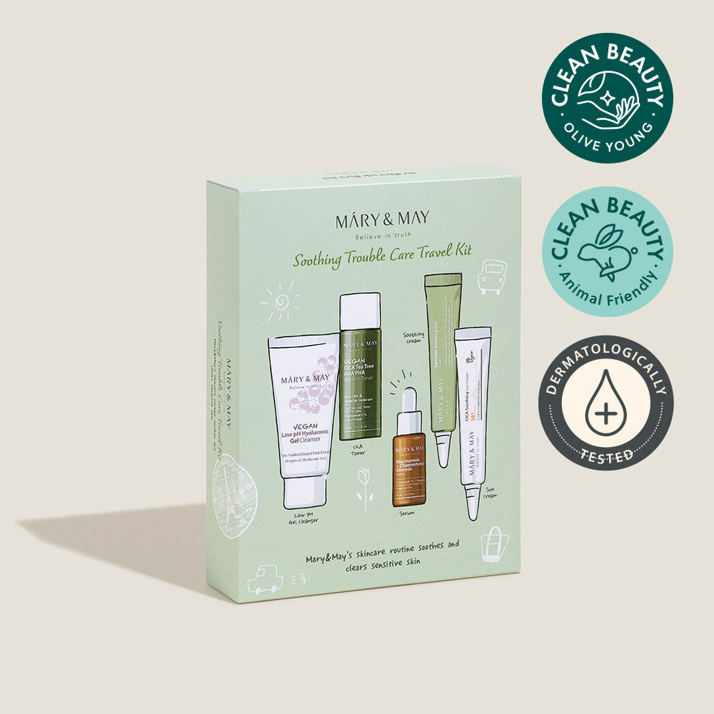 [MARY &amp; MAY] Kit de voyage apaisant pour les troubles (5 pièces)
