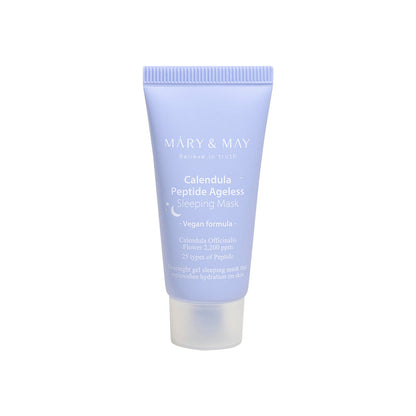 [MARY &amp; MAY] Mascarilla de noche antienvejecimiento vegana con péptidos de caléndula, 30 g