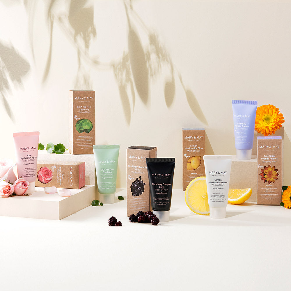 [MARY &amp; MAY] Mascarilla de noche antienvejecimiento vegana con péptidos de caléndula, 30 g