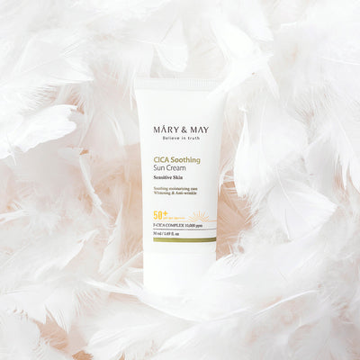 [MARY & MAY] Vegan CICA Soothing Sun Cream SPF50+ PA++++ 50ml with cica for soothing and repair