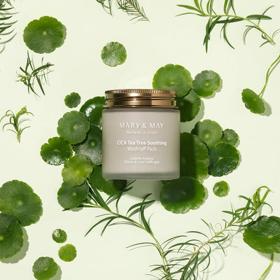 [MARY & MAY] Vegan CICA TeaTree Soothing Wash off Pack 125g with fermented for improved absorption and brightness