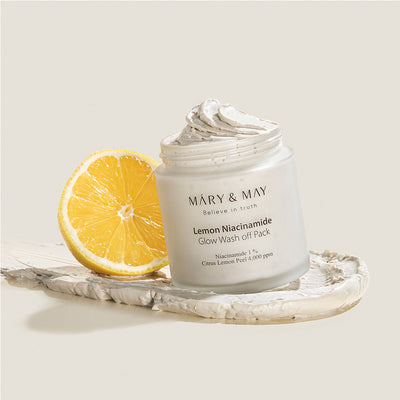[MARY & MAY] Vegan Lemon Niacinamide Glow Wash off Pack 125g with niacinamide for bright skin and minimized pores