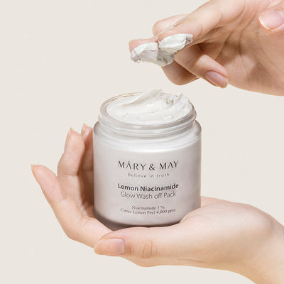 [MARY & MAY] Vegan Lemon Niacinamide Glow Wash off Pack 125g with niacinamide for bright skin and minimized pores