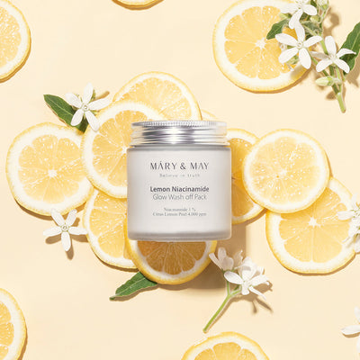 [MARY & MAY] Vegan Lemon Niacinamide Glow Wash off Pack 125g with niacinamide for bright skin and minimized pores