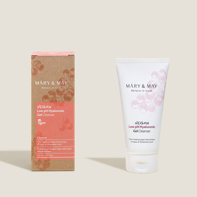 [MARY & MAY] Vegan Low pH Hyaluronic Gel Cleanser 150ml with hyaluronic for deep hydration