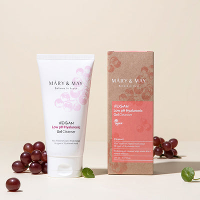 [MARY & MAY] Vegan Low pH Hyaluronic Gel Cleanser 150ml with hyaluronic for deep hydration
