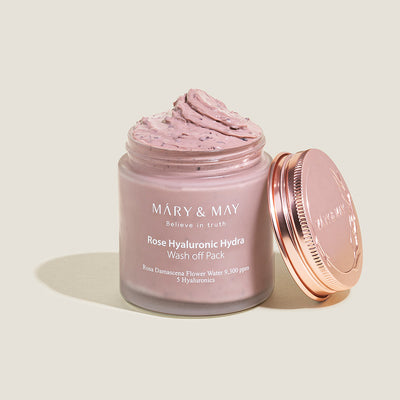 [MARY & MAY] Vegan Rose Hyaluronic Hydra Wash off Pack 125g with hyaluronic for deep hydration