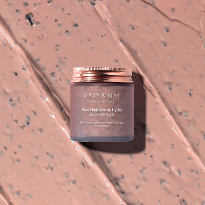 [MARY & MAY] Vegan Rose Hyaluronic Hydra Wash off Pack 300g with hyaluronic for deep hydration