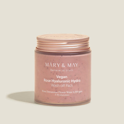 [MARY & MAY] Vegan Rose Hyaluronic Hydra Wash off Pack 300g with hyaluronic for deep hydration