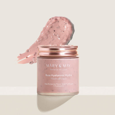 [MARY & MAY] Vegan Rose Hyaluronic Hydra Wash off Pack 300g with hyaluronic for deep hydration