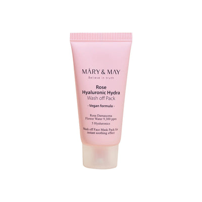 [MARY & MAY] Vegan Rose Hyaluronic Hydra Wash off Pack 30g with hyaluronic for deep hydration