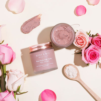 [MARY & MAY] Vegan Rose Hyaluronic Mask Special Set (125g+30g) with hyaluronic for deep hydration