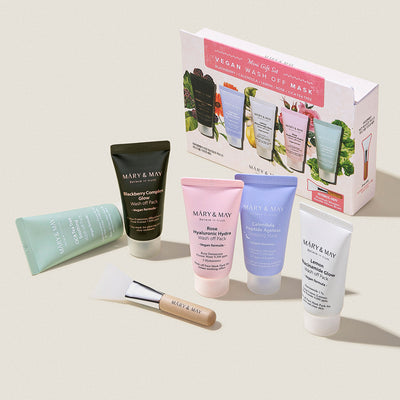 [MARY & MAY] Vegan Wash Off Mask Mini Gift Set (30g x 5) - weekly treatment